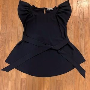 Kimi + Kai Maternity Navy Flutter Short Sleeve Top - Small